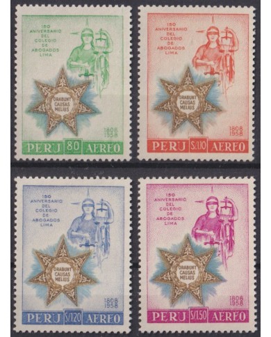 F-EX56988 PERU 1958 MNH 150 ANIV LAWYER COLLEGE OF LIMA JUSTICE.