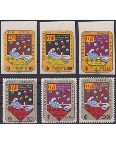 F-EX23544 PARAGUAY MNH 1961 SOUTH AMERICA TENNIS GAMES PERF + IMPERF.