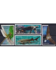 F-EX57214 ESPAÑA SPAIN 2015 MNH ENDANGERED FAUNA DRAGONFLY SHARK TURTLE.