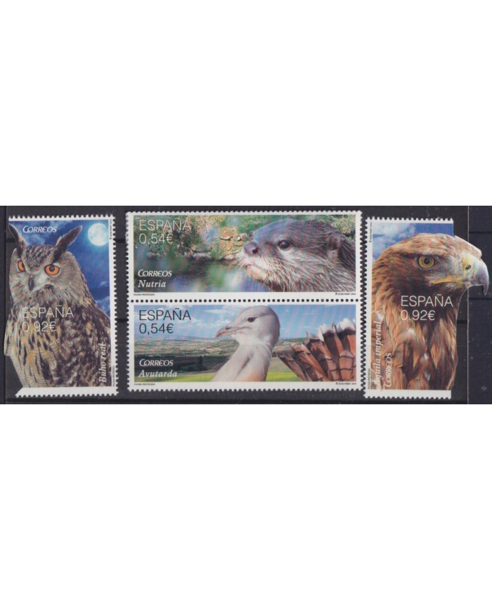 F-EX57215 ESPAÑA SPAIN 2014 MNH ENDANGERED FAUNA BIRD PIGEON OWL EAGLE.