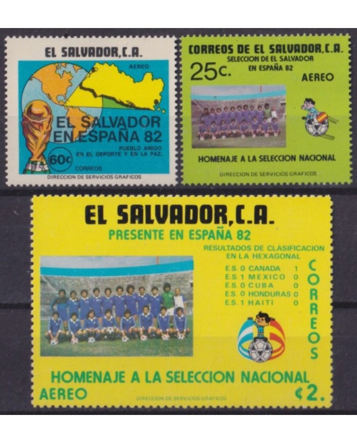 F-EX57238 EL SALVADOR MNH 1982 SOCCER FOOTBALL WORLD CUP. TRIBUTE OF NATIONAL SELECTION.