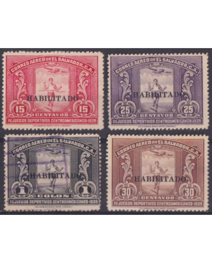 F-EX57241 EL SALVADOR MH-USED 1935 II SPORT CENTROAMERICAN GAMES “HABILITADO”.