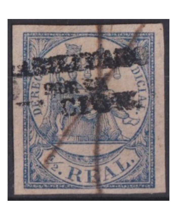F-EX49595 PHILIPPINES SPAIN REVENUE 1869 ½ r HABILITADO POR LA NACION ORIGINAL.