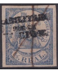 F-EX49595 PHILIPPINES SPAIN REVENUE 1869 ½ r HABILITADO POR LA NACION ORIGINAL.