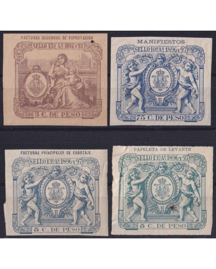 F-EX49607 SPAIN PUERTO RICO ANTILLES REVENUE 1894-1896 POLIZAS CUSTOM ALL DIFF.