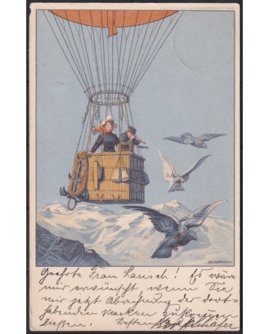 F-EX53719 GERMANY 1909 POSTAL STATIONERY ZEPPELIN ILLUSTRATED POSTCARD PIGEON.