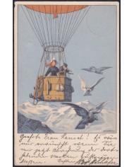F-EX53719 GERMANY 1909 POSTAL STATIONERY ZEPPELIN ILLUSTRATED POSTCARD PIGEON.