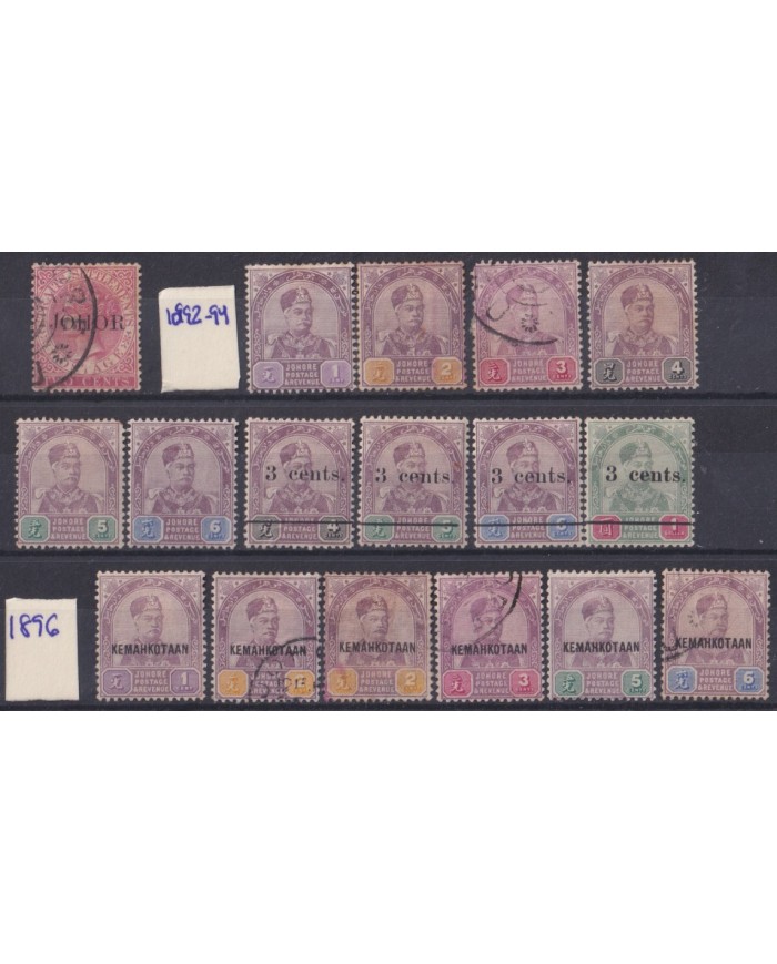 F-EX54312 STRAITS SETTLEMENTS MALAYSIA JOHORE 1892-96 USED HIGHT VALUE.