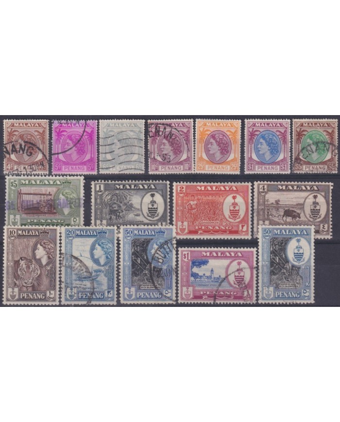 F-EX54316 STRAITS SETTLEMENTS MALAYSIA PENANG USED STAMPS LOT.