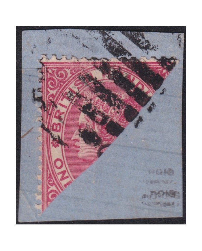 F-EX54328 BRITISH HONDURAS 1882-87 BICEPT HALF USED RARE SIGNED “ROIG”.