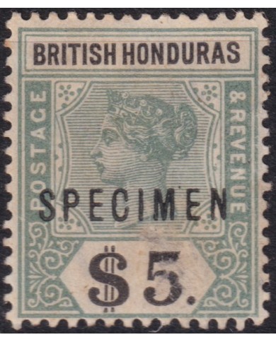 F-EX54329 BRITISH HONDURAS 1899 5$ SPECIMEN MH.
