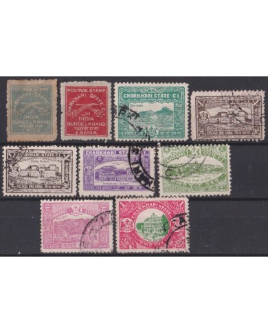 F-EX54821 INDIA CHARKHARI FEUDATARY STATE UK COLONIES CLASSIC STAMPS LOT