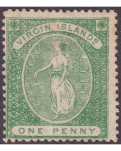 F-EX55333 VIRGIN IS 1866 Nº3 WOMAN ALEGORIE UNUSED.