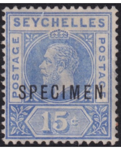 F-EX55352 SEYCHELLES 1917-20 MH 15c GEORGE V SPECIMEN.