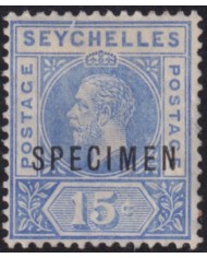 F-EX55352 SEYCHELLES 1917-20 MH 15c GEORGE V SPECIMEN.