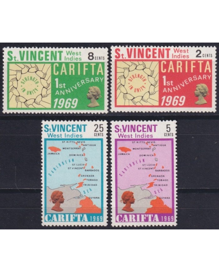 F-EX57367 ST VINCENT MNH 1969 CARIFTA FIRST ANNIVERSARY.
