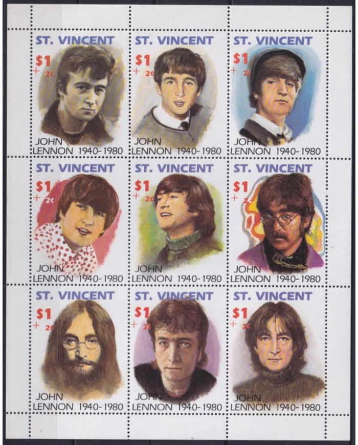 F-EX57058 ST VINCENT MNH 1995 THE BEATLES MUSIC ROCK & ROLL.