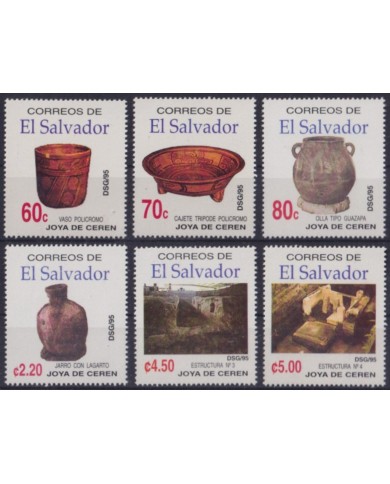 F-EX57248 EL SALVADOR MNH 1995 JOYA DE CEREN ARCHAELOGY POTTERY.