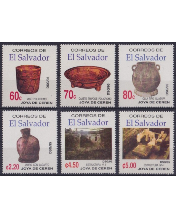 F-EX57248 EL SALVADOR MNH 1995 JOYA DE CEREN ARCHAELOGY POTTERY.