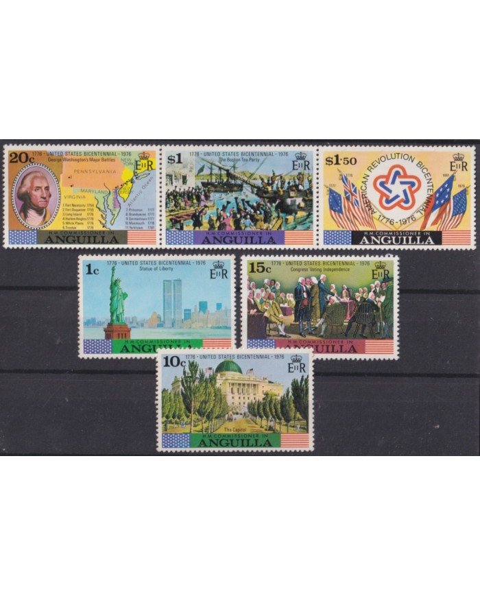 F-EX57384 ANGUILLA MNH 1975 CENTENARY OF AMERICAN REVOLUTION WASHINGTON.