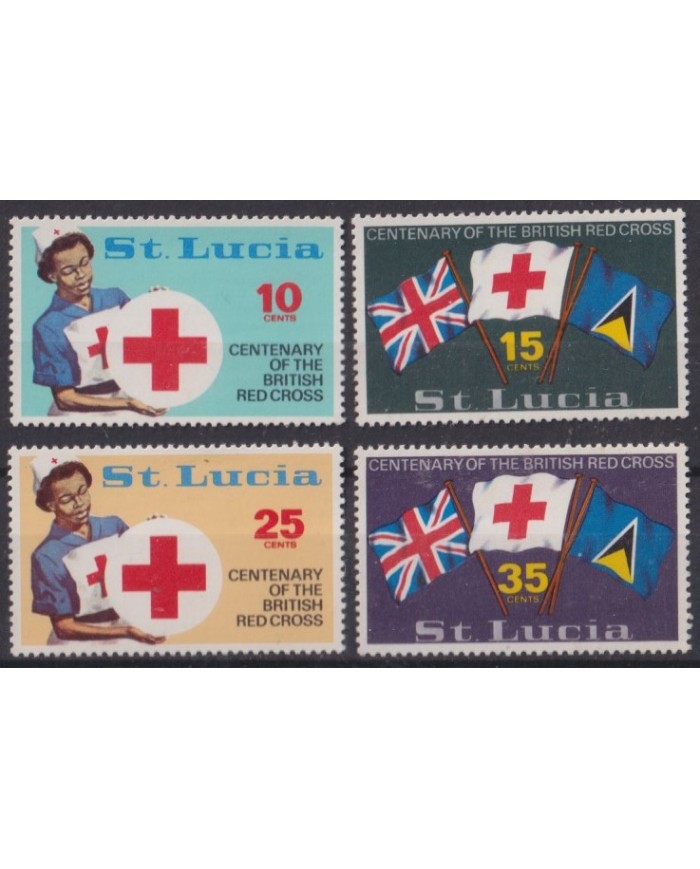 F-EX57389 ST LUCIA MNH 1970 CENTENARY OF BRITISH RED CROSS NURSE & FLAG.