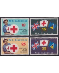 F-EX57389 ST LUCIA MNH 1970 CENTENARY OF BRITISH RED CROSS NURSE & FLAG.