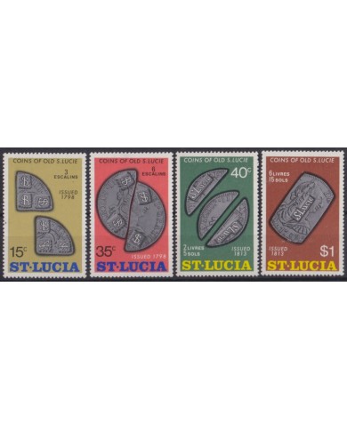 F-EX57391 ST LUCIA MNH 1974 FRACTIONARY COINS OLD CARIBBEAN ISLAND CURRENCY.