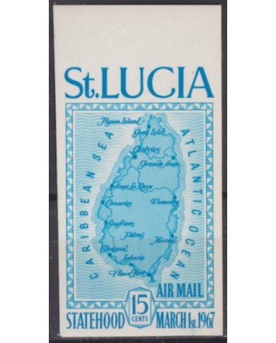 F-EX57392 ST LUCIA MNH 1967 STATEHOOD IMPERFORATED MAP.