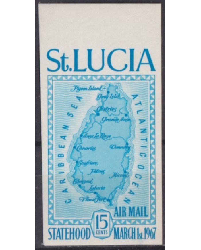 F-EX57392 ST LUCIA MNH 1967 STATEHOOD IMPERFORATED MAP.