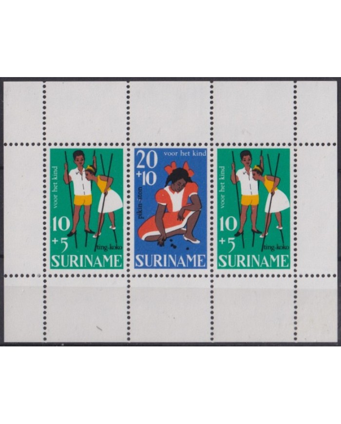 F-EX57374 SURINAME MNH 1967 CHILDREN GAMES SHEET WELFARE.