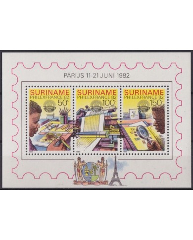F-EX57378 SURINAME MNH 1982 PHILEXFRANCE PHILATELIC EXPO SHEET.