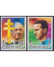 F-EX57356 UPPER VOLTA MNH 1977 GREAT PERSONALITY CHARLES DE GAULLE KING BALDUIN.