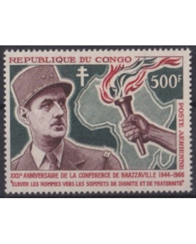 F-EX57511 CONGO MNH 1966 22th ANNIV CONFERENCE OF BRAZZAVILLE CHARLES DE GAULLE.