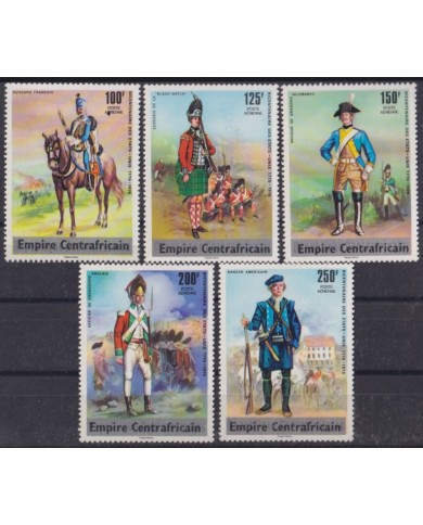 F-EX57442 CENTRAL AFRICA EMPIRE MNH 1977 MILITAR COSTUMES AMERICAN REVOLUTION.