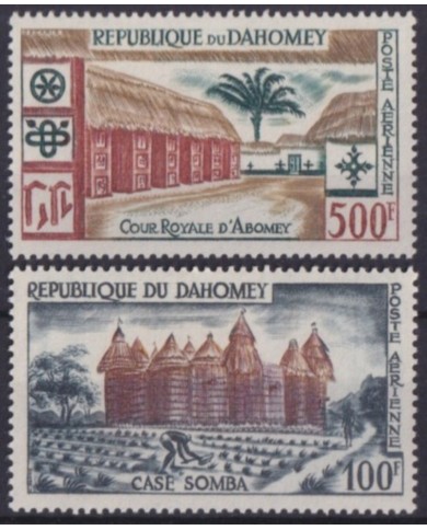 F-EX57449 DAHOMEY MH 1960 ABOMEY ROYAL COURT ARCHITECTURE.