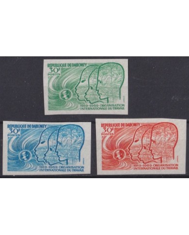 F-EX57447 DAHOMEY MNH 1969 WORK INTERNATIONAL YEAR IMPERFORATED COLOR PROOF.