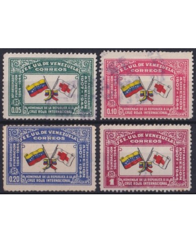 F-EX56489 VENEZUELA 1944 80 ANNIV RED CROSS FLAG +40€.
