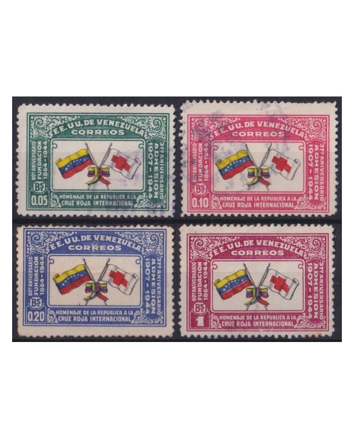 F-EX56489 VENEZUELA 1944 80 ANNIV RED CROSS FLAG +40€.