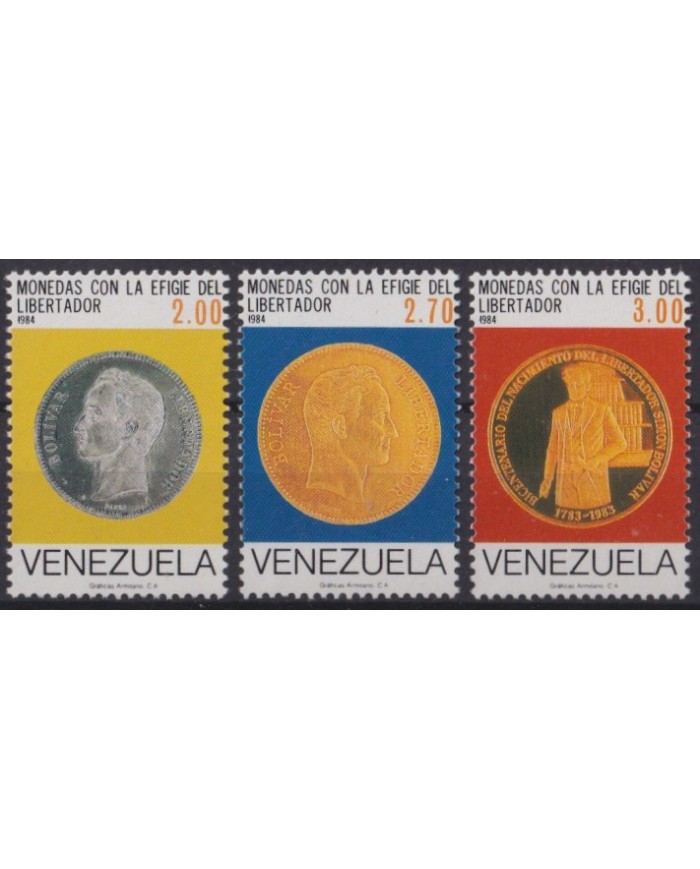 F-EX56860 VENEZUELA MNH 1985 MEMORIAL BOLIVAR COINS.