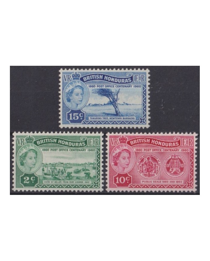 F-EX56882 BRITISH HONDURAS BELIZE 1960 MH CENTENARY OF STAMP.