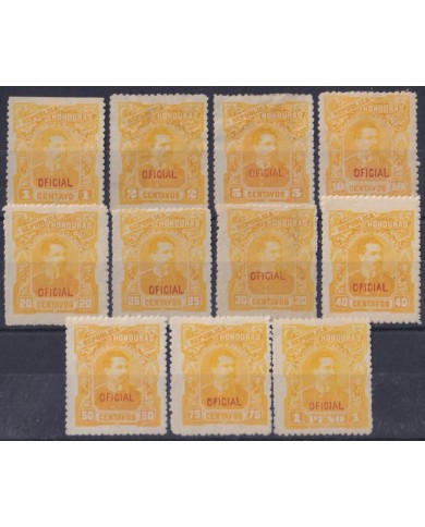 F-EX56927 HONDURAS 1891 MH - NO GUM PRESIDENT LUIS BOGRAN OFFICIAL OVERPRINT.