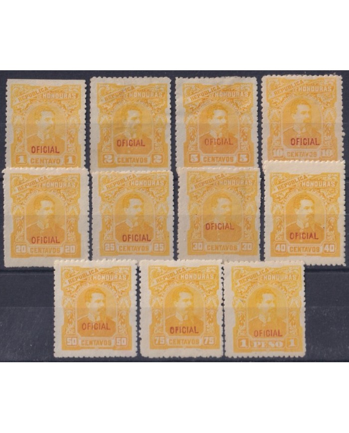 F-EX56927 HONDURAS 1891 MH - NO GUM PRESIDENT LUIS BOGRAN OFFICIAL OVERPRINT.