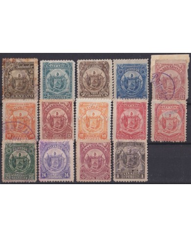 F-EX56944 EL SALVADOR 1895 NO GUM – USED COAT OF ARMS MISSING 1 STAMPS.
