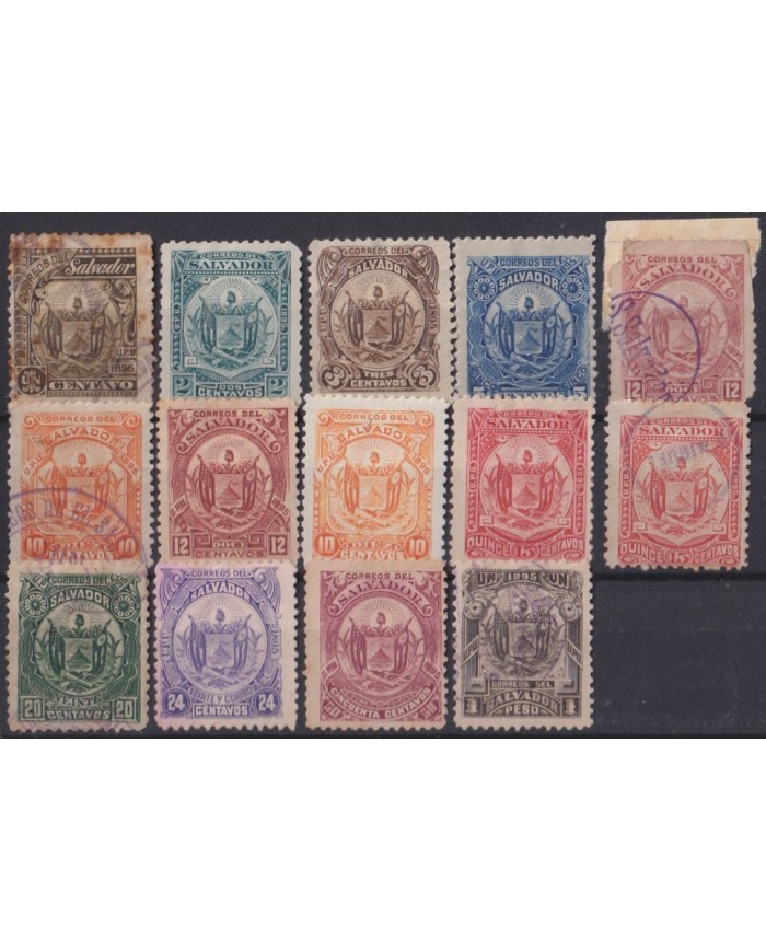 F-EX56944 EL SALVADOR 1895 NO GUM – USED COAT OF ARMS MISSING 1 STAMPS.