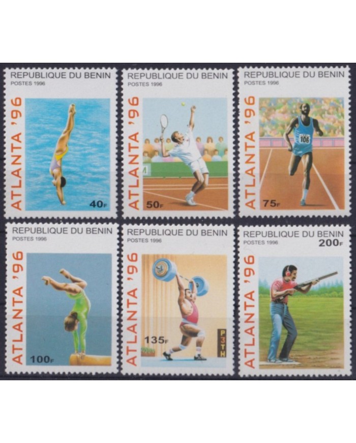F-EX58152 BENIN MNH 1996 OLYMPIC GAMES ATLANTA ATHLETISM WATER POLO TENNIS.