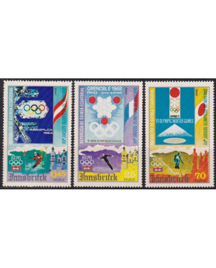 F-EX58145 GUINEA EQUATORIAL MNH 1975 WINTER OLYMPIC GAMES SKI SKITING.