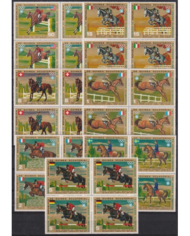 F-EX58162 GUINEA EQUATORIAL MNH 1972 MUNICH OLYMPIC GAMES HORSE JUMPING EQUESTRIAN BL4.