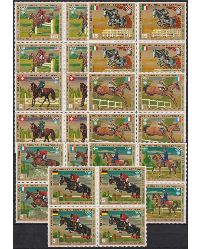 F-EX58162 GUINEA EQUATORIAL MNH 1972 MUNICH OLYMPIC GAMES HORSE JUMPING EQUESTRIAN BL4.