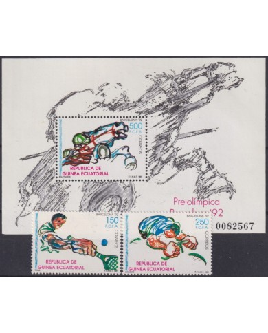 F-EX58135 GUINEA EQUATORIAL MNH 1991 PRE OLYMPIC SHEET BARCELONA EQUESTRIAN.