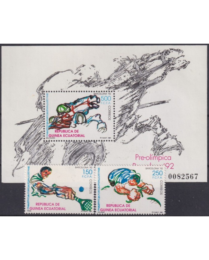 F-EX58135 GUINEA EQUATORIAL MNH 1991 PRE OLYMPIC SHEET BARCELONA EQUESTRIAN.